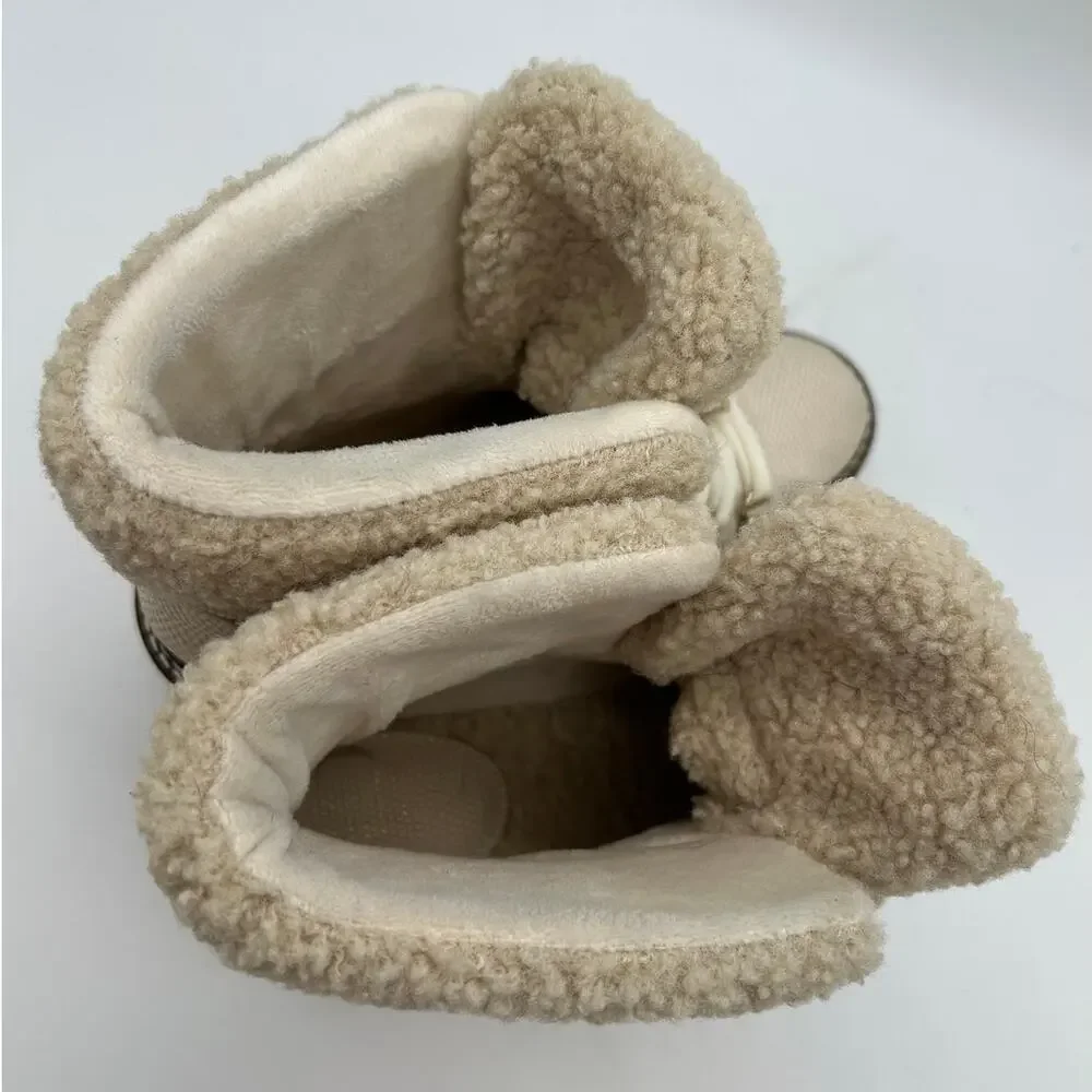 JLO Cream Faux Fur Snake Embossed Lace Up Hiker Boots SIZE 6 Winter Snow Outdoor